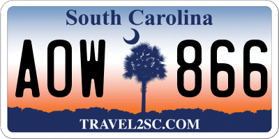 SC license plate AOW866