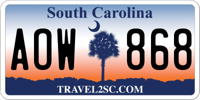 SC license plate AOW868