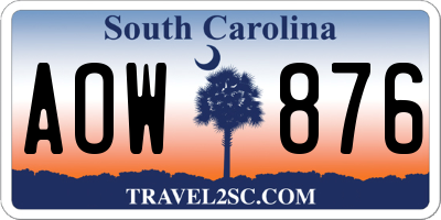 SC license plate AOW876