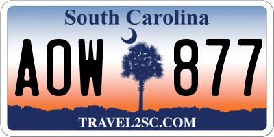 SC license plate AOW877