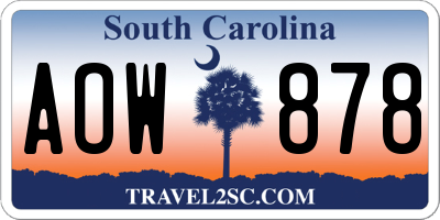 SC license plate AOW878