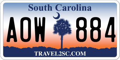 SC license plate AOW884