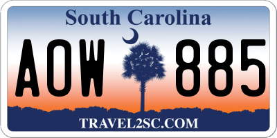 SC license plate AOW885