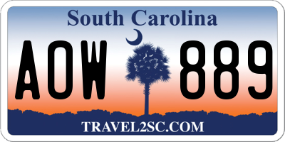 SC license plate AOW889