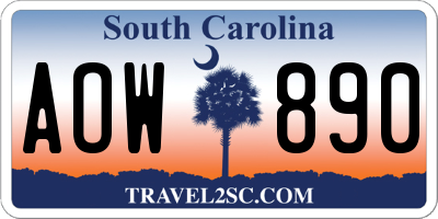 SC license plate AOW890