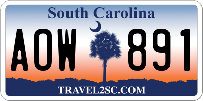 SC license plate AOW891