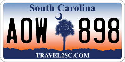 SC license plate AOW898