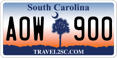 SC license plate AOW900