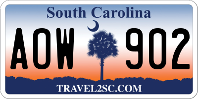 SC license plate AOW902