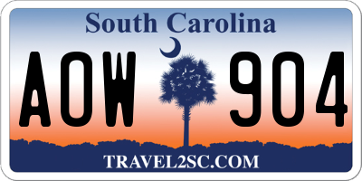 SC license plate AOW904