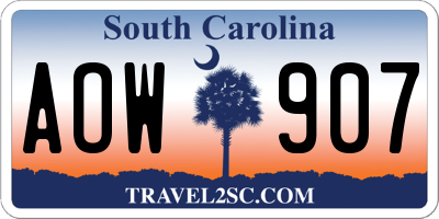 SC license plate AOW907