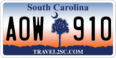 SC license plate AOW910