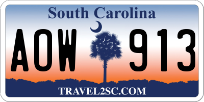 SC license plate AOW913