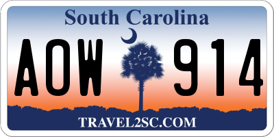 SC license plate AOW914