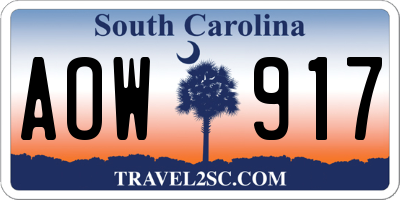 SC license plate AOW917