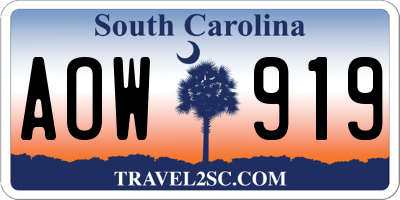 SC license plate AOW919