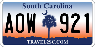 SC license plate AOW921