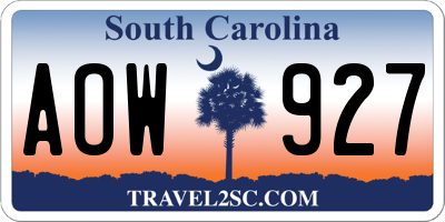 SC license plate AOW927
