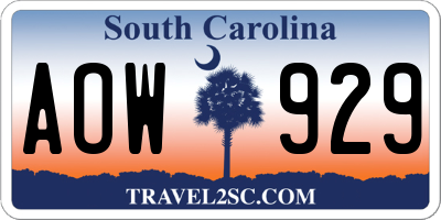 SC license plate AOW929