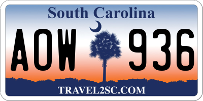 SC license plate AOW936