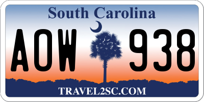 SC license plate AOW938