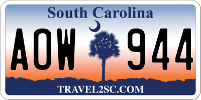 SC license plate AOW944