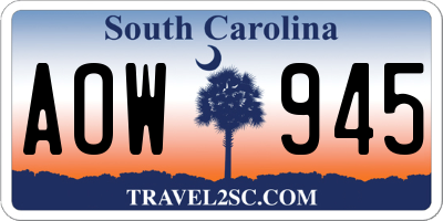 SC license plate AOW945