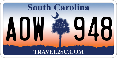 SC license plate AOW948