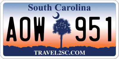 SC license plate AOW951