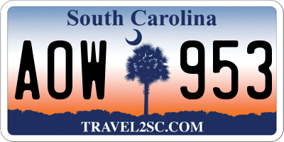 SC license plate AOW953