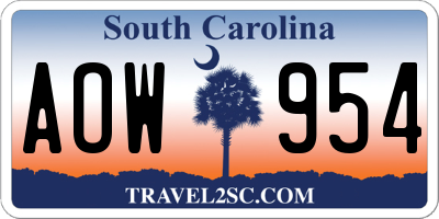 SC license plate AOW954