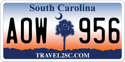 SC license plate AOW956