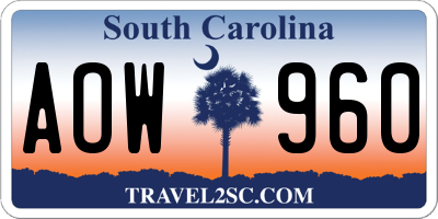 SC license plate AOW960