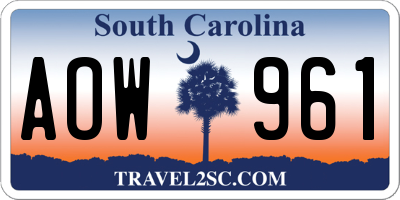 SC license plate AOW961