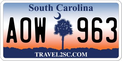 SC license plate AOW963