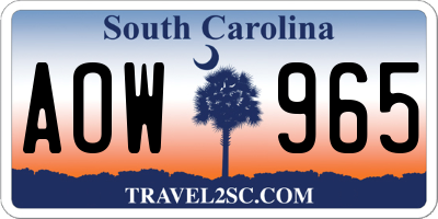 SC license plate AOW965