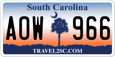 SC license plate AOW966