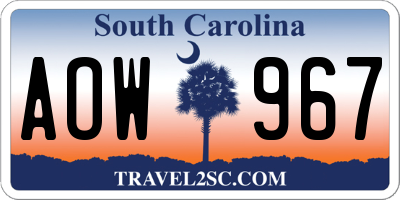 SC license plate AOW967