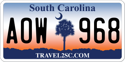 SC license plate AOW968