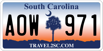 SC license plate AOW971