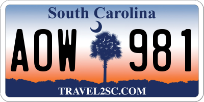SC license plate AOW981