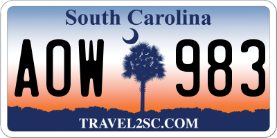 SC license plate AOW983