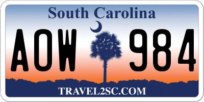 SC license plate AOW984