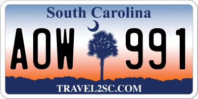 SC license plate AOW991