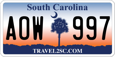 SC license plate AOW997