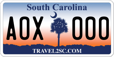 SC license plate AOX000