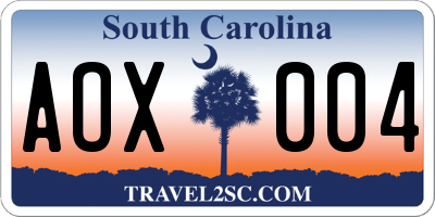 SC license plate AOX004