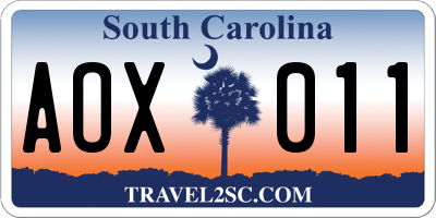 SC license plate AOX011