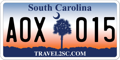 SC license plate AOX015