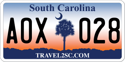SC license plate AOX028
